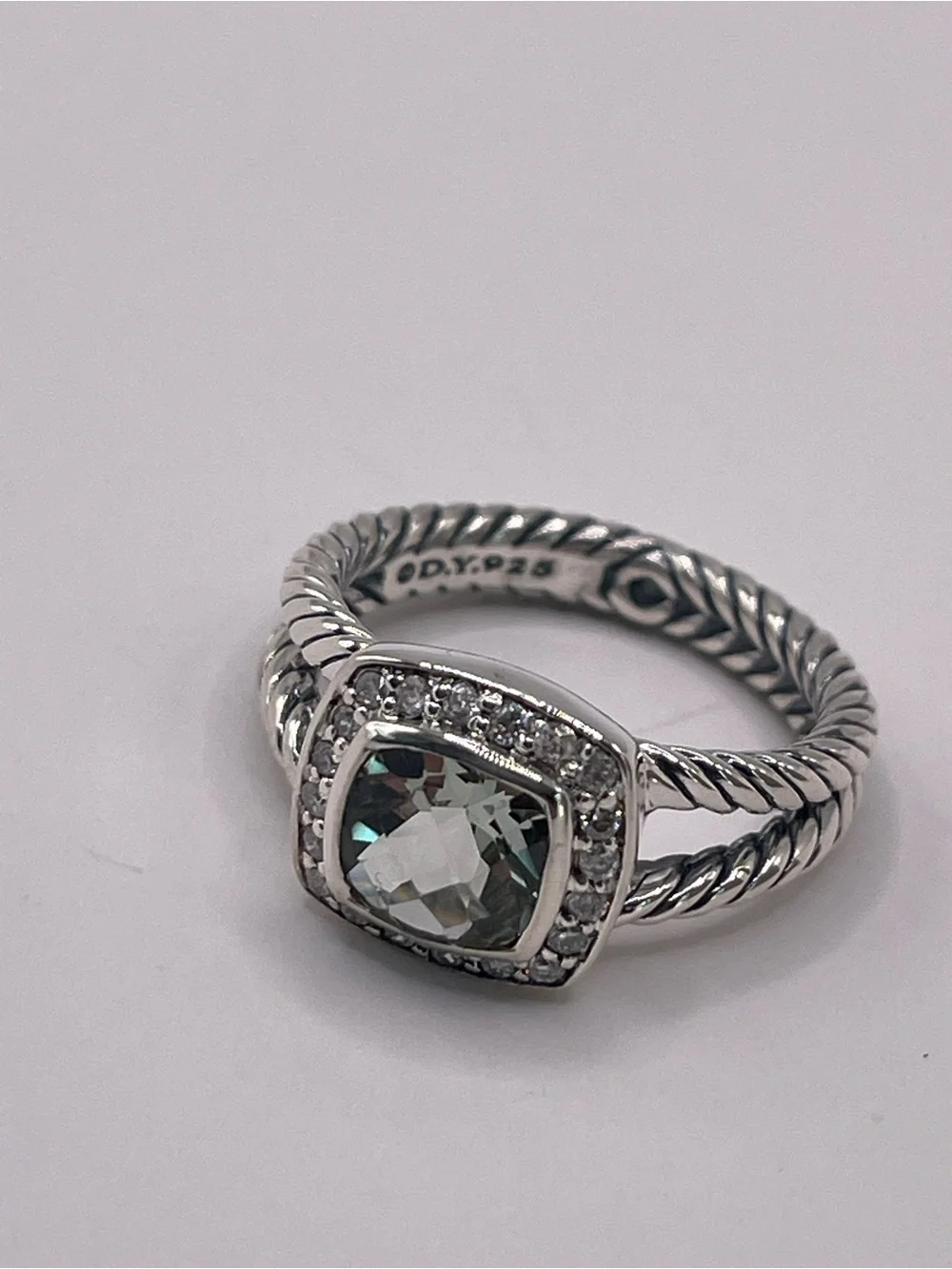 David Yurman Petite Albion Ring with Prasiolite and Diamonds